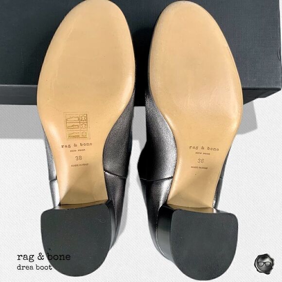 RAG & BONE DREA METALLIC NAPPA LEATHER ANKLE BOOT IN GUNMETAL NIB - Picture 14 of 15